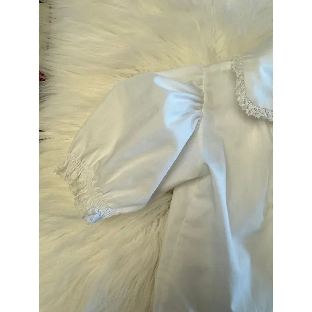 Vintage Peter Pan collar blouse with‎ ruffle detailing white EUC - Picture 2 of 6